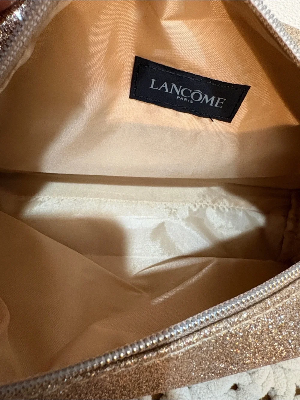 Lancome Glitter Zip Cosmetic Pouch - Gold - Picture 8 of 12